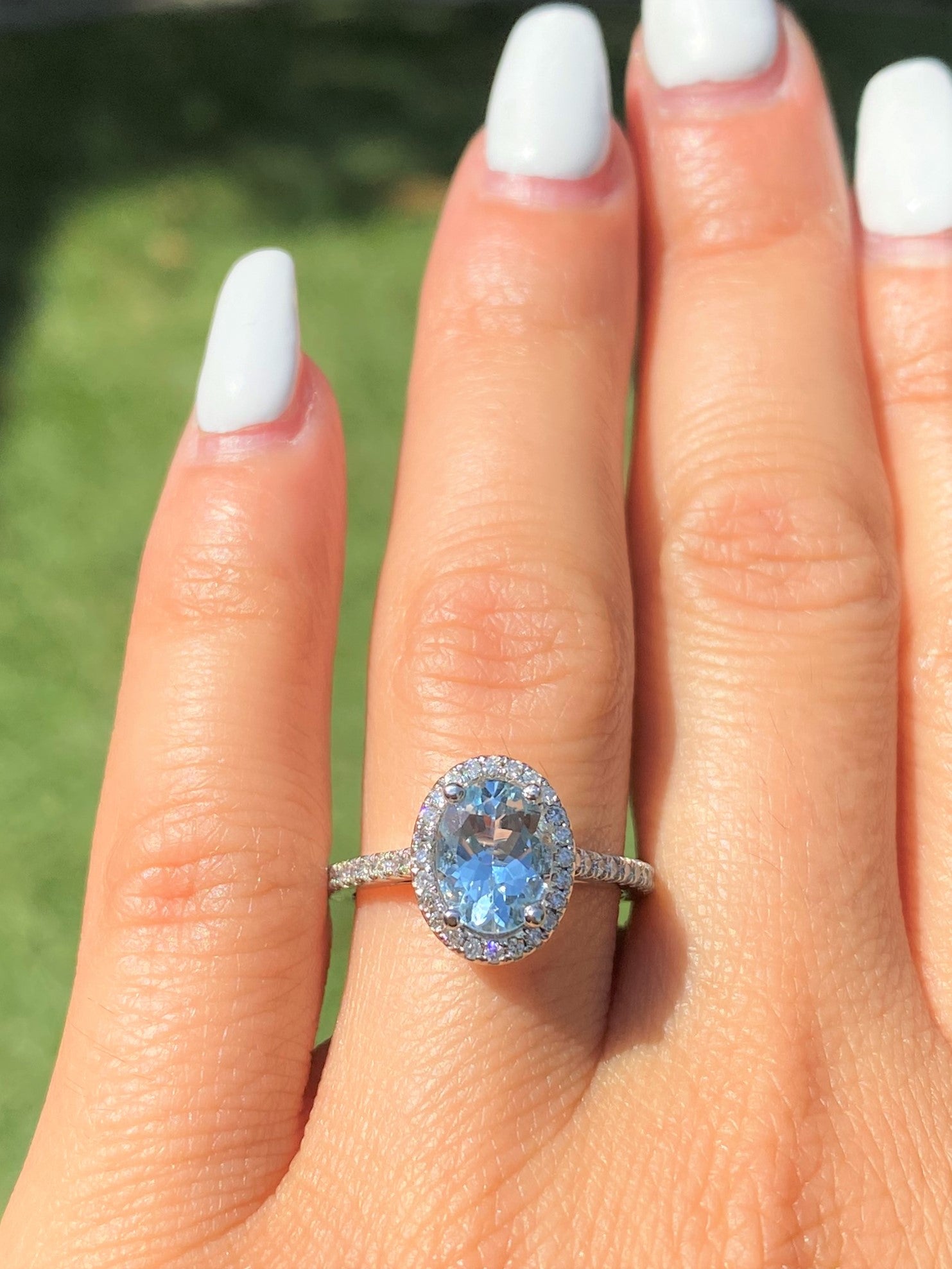 Diamond and Aquamarine 3 Stone Engagement Ring | Tillie | Braverman Jewelry